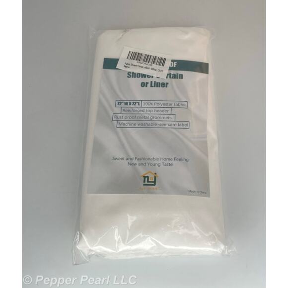 Shower Curtain or Liner White Water Proof 72 inch Square Reinforced Header Bath - Picture 3 of 3